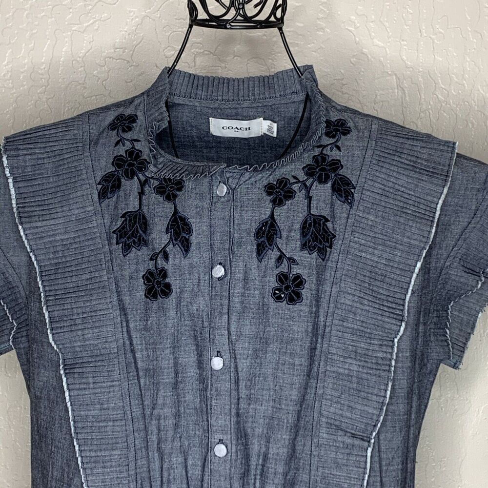 Coach Blue Chambray Short Prairie Dress Women’s Size 8 NWOT MSRP $498 - Picture 2 of 10